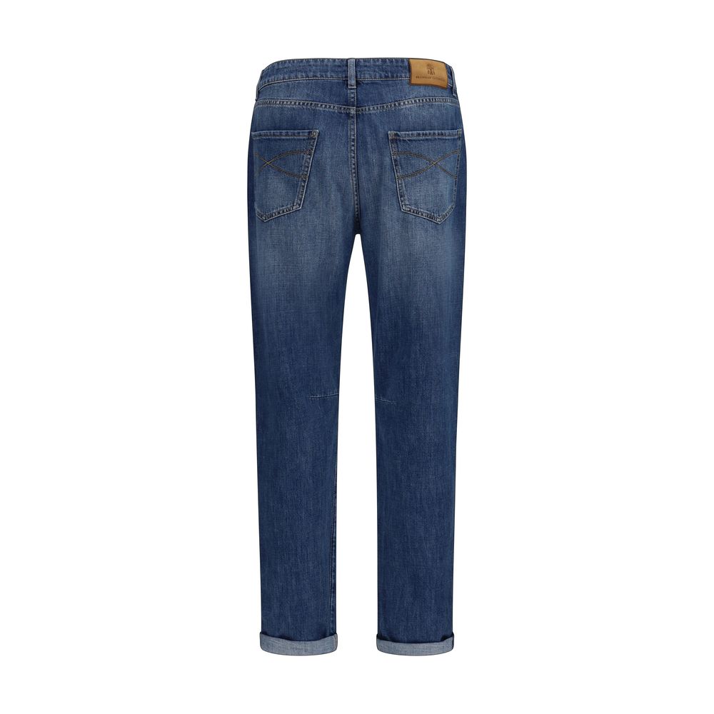 Brunello Cucinelli Blaue Jeans aus Baumwolle im geraden Schnitt