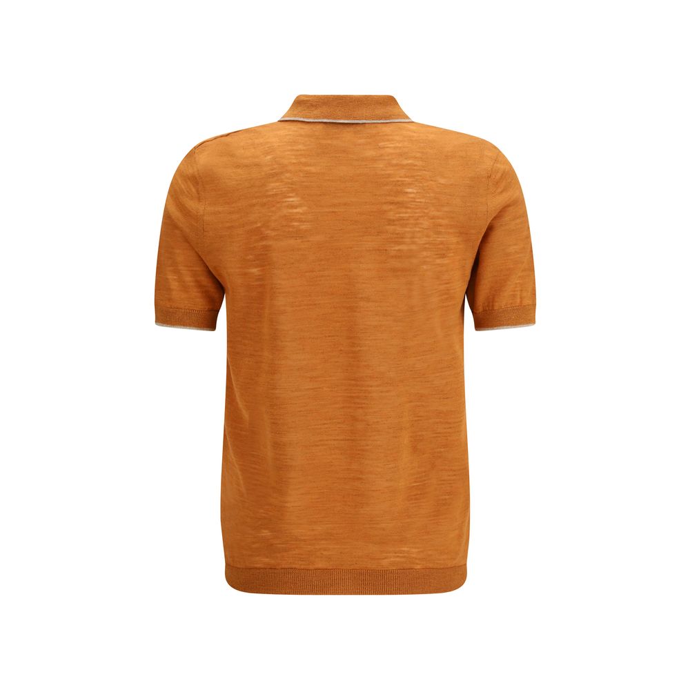 Brooksfield Orange Leinen Poloshirt