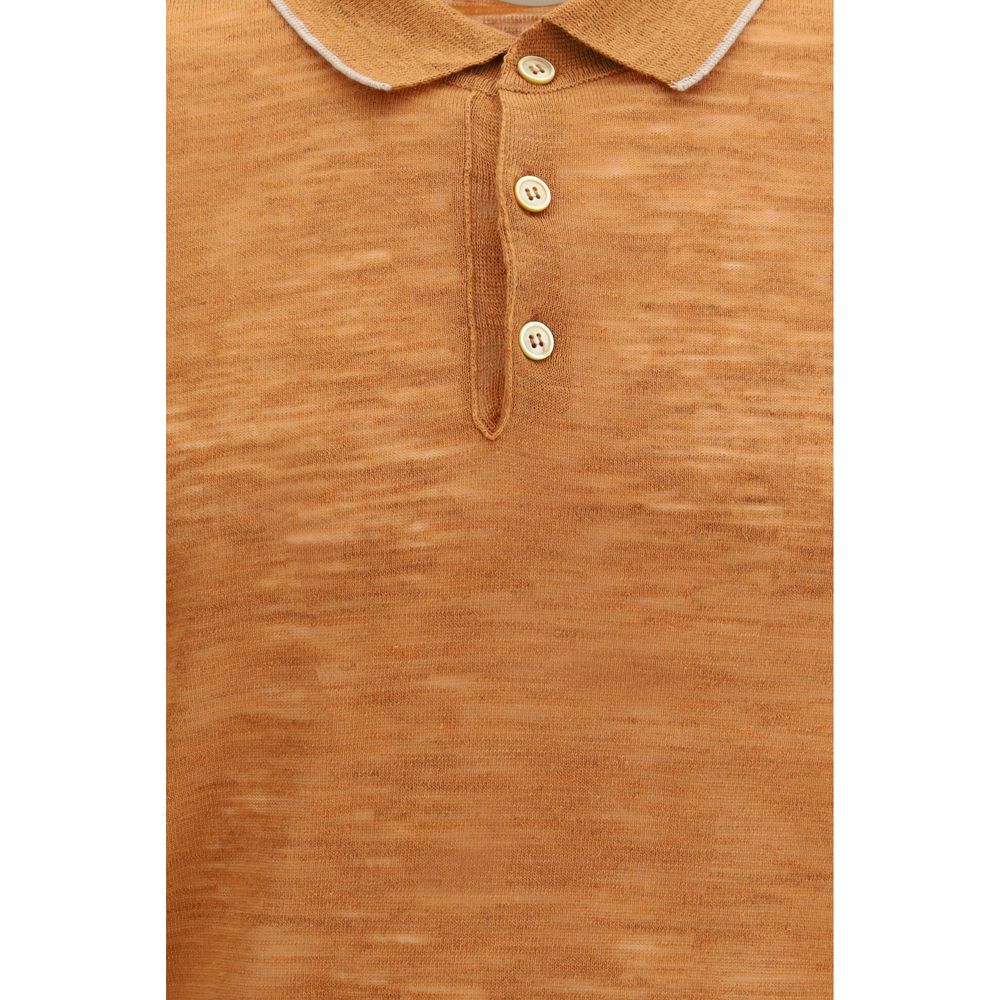 Brooksfield Orange Leinen Poloshirt