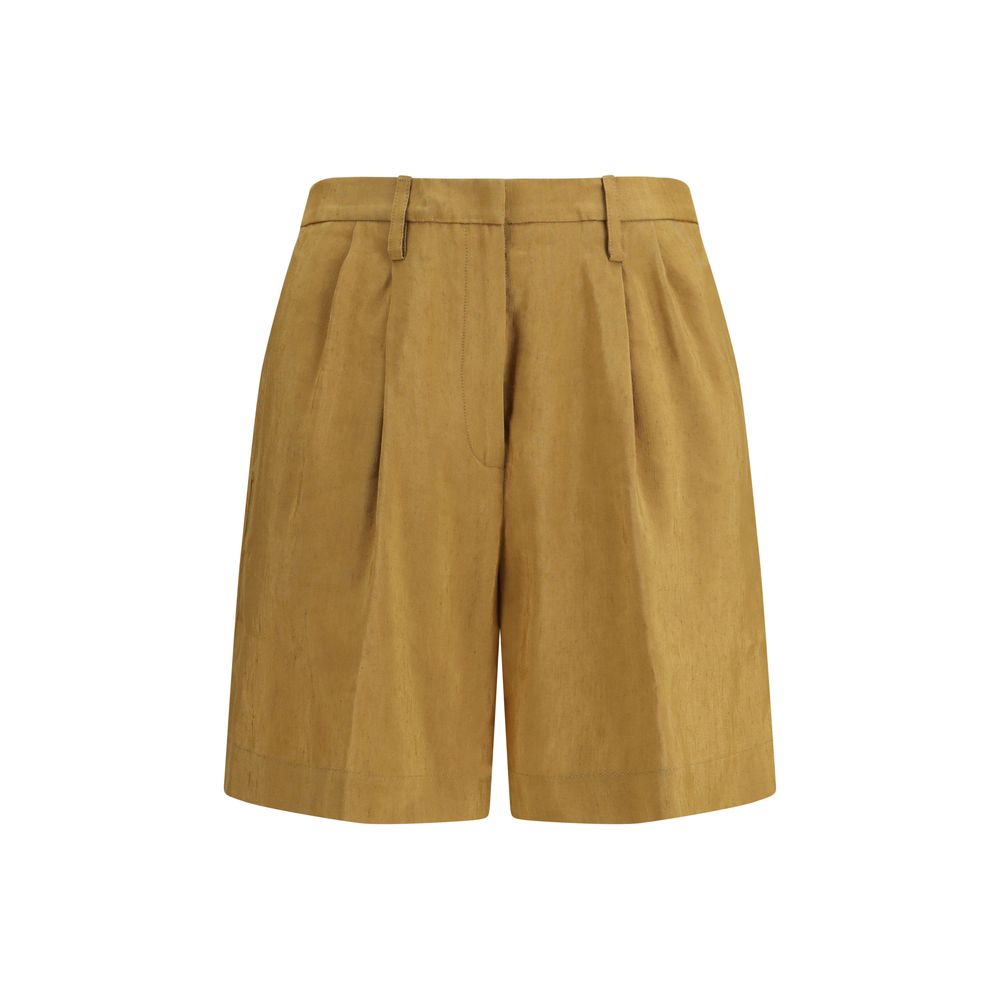 Forte_Forte Beige Leinen Bermuda Shorts