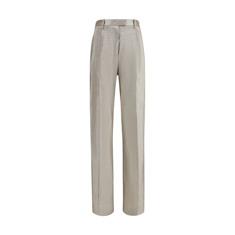 Forte_Forte Silberne Polyester-Schlaghosen