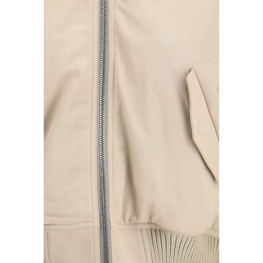 Rick Owens Beige Lederjacke