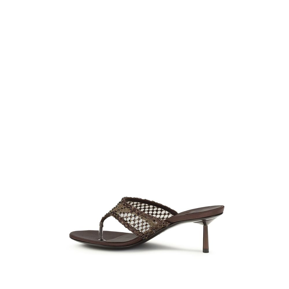 LE SILLA Braune Stiletto-Sandalen aus Ziegenleder