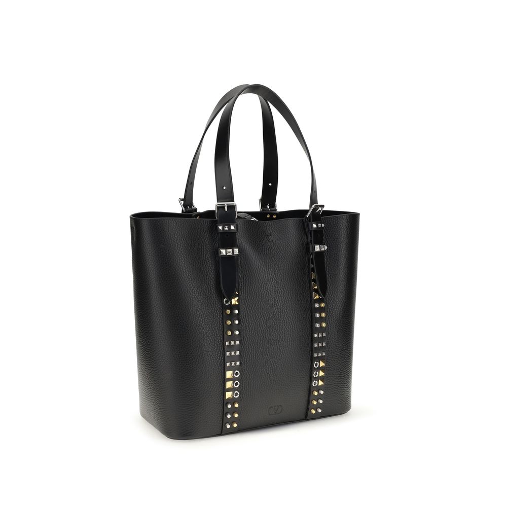 Valentino Garavani Schwarze Bos Taurus Kalbsleder Schultertasche