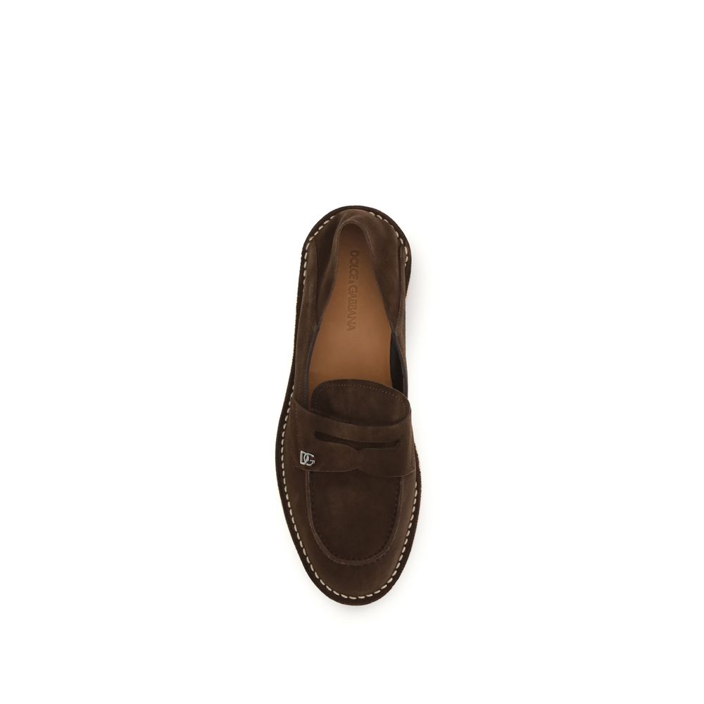 Dolce & Gabbana Braune Kalbsleder Bos Taurus Loafer zum Hineinschlüpfen