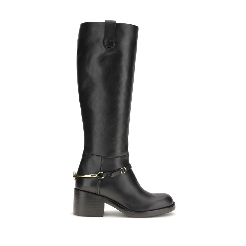 Chloé Schwarze Schnürstiefel aus Kalbsleder Bos Taurus