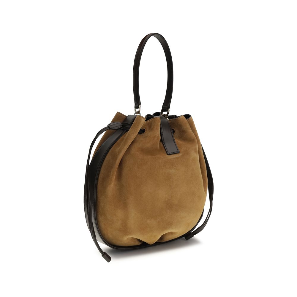 Ferragamo Braune Kalbsleder Bos Taurus Bucket Bag