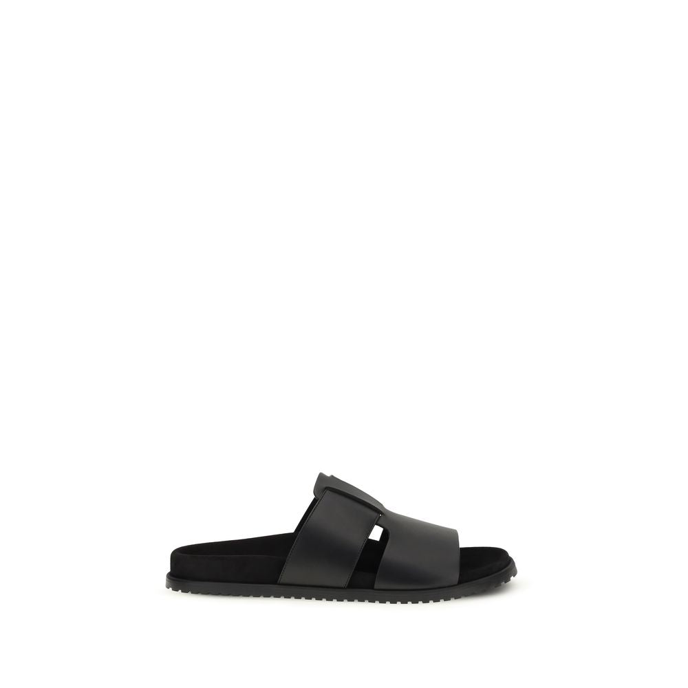 Dolce & Gabbana Schwarze Bos Taurus Sandalen aus Kalbsleder