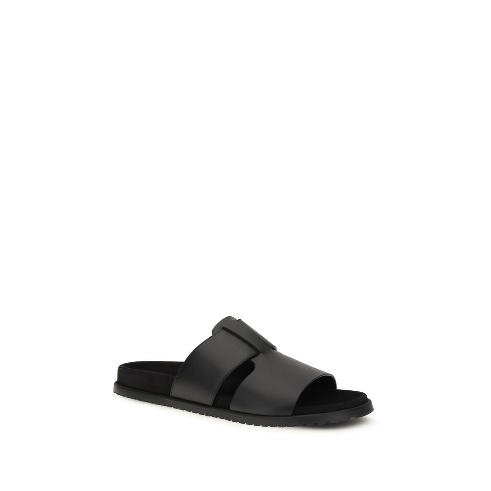 Dolce & Gabbana Schwarze Bos Taurus Sandalen aus Kalbsleder