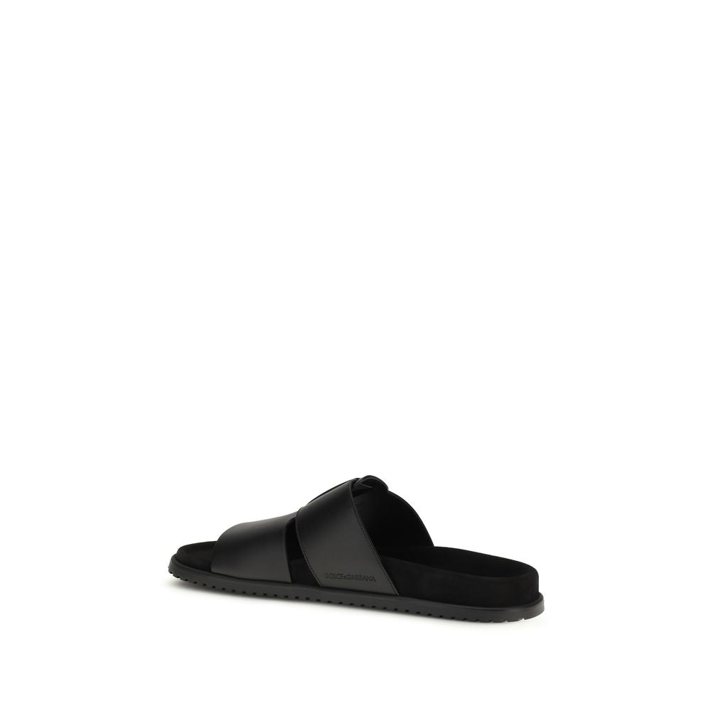 Dolce & Gabbana Schwarze Bos Taurus Sandalen aus Kalbsleder