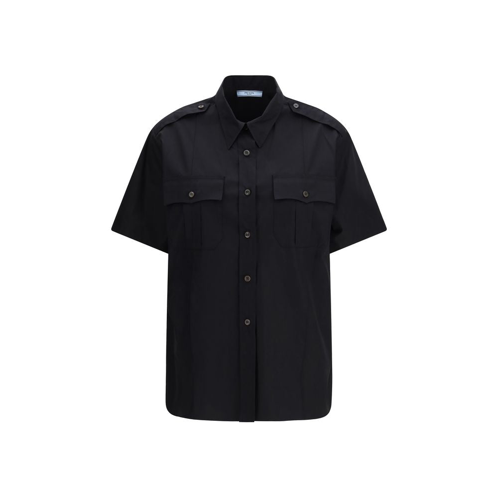 Prada Schwarzes Baumwoll-T-Shirt mit kurzen Ärmeln