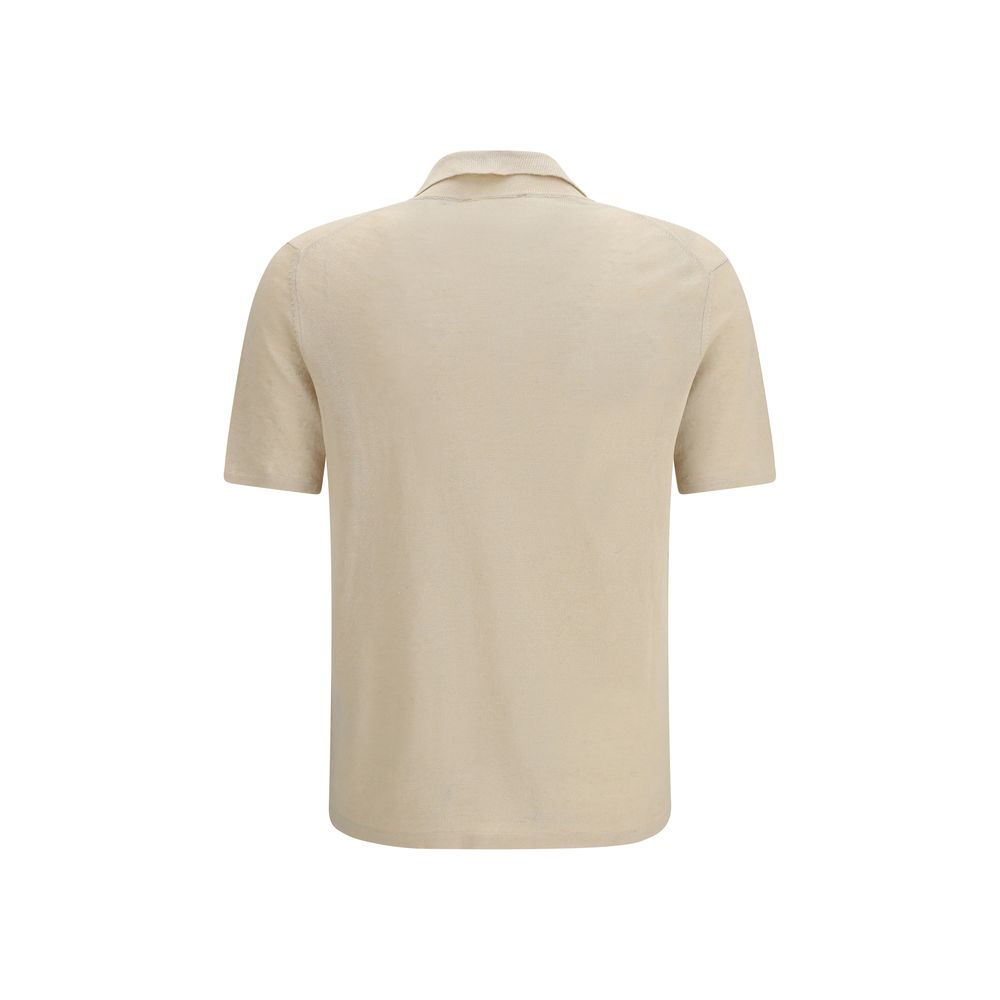 Roberto Collina Beige Leinen Poloshirt