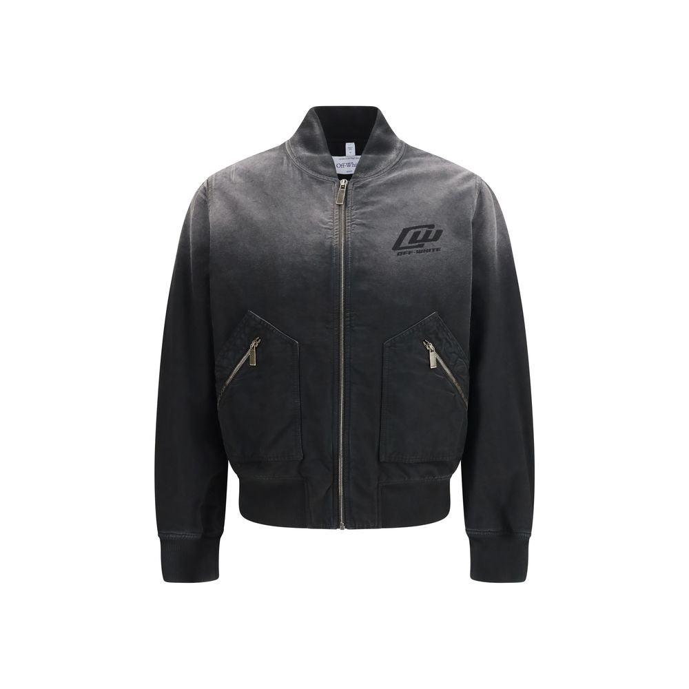 Off-White Schwarze Baumwolljacke in voller Länge