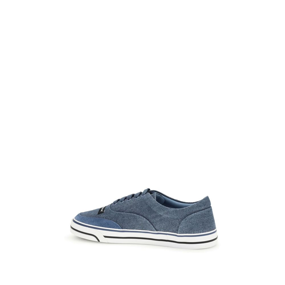 Dolce & Gabbana Blaue Sneaker aus Leinen, Low-Top