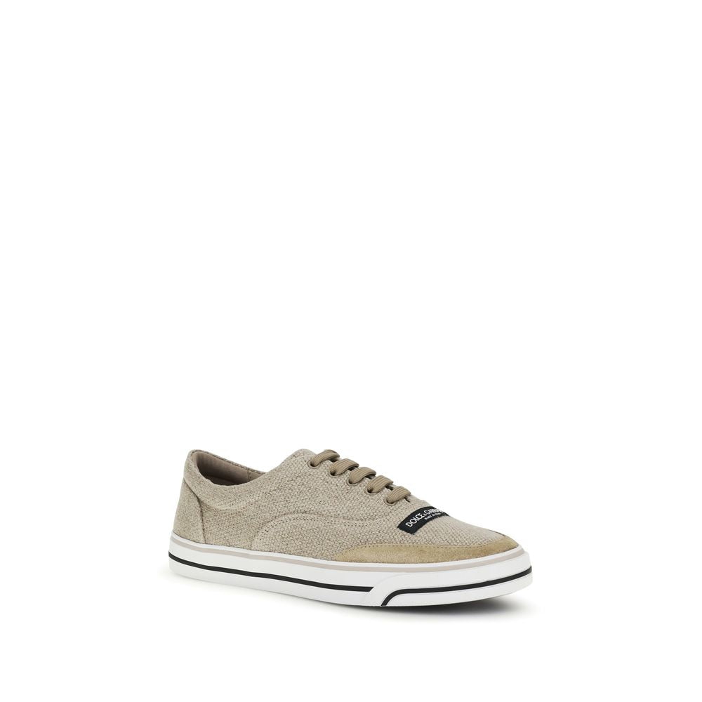 Dolce & Gabbana Beige Leinen Low-Top-Sneaker