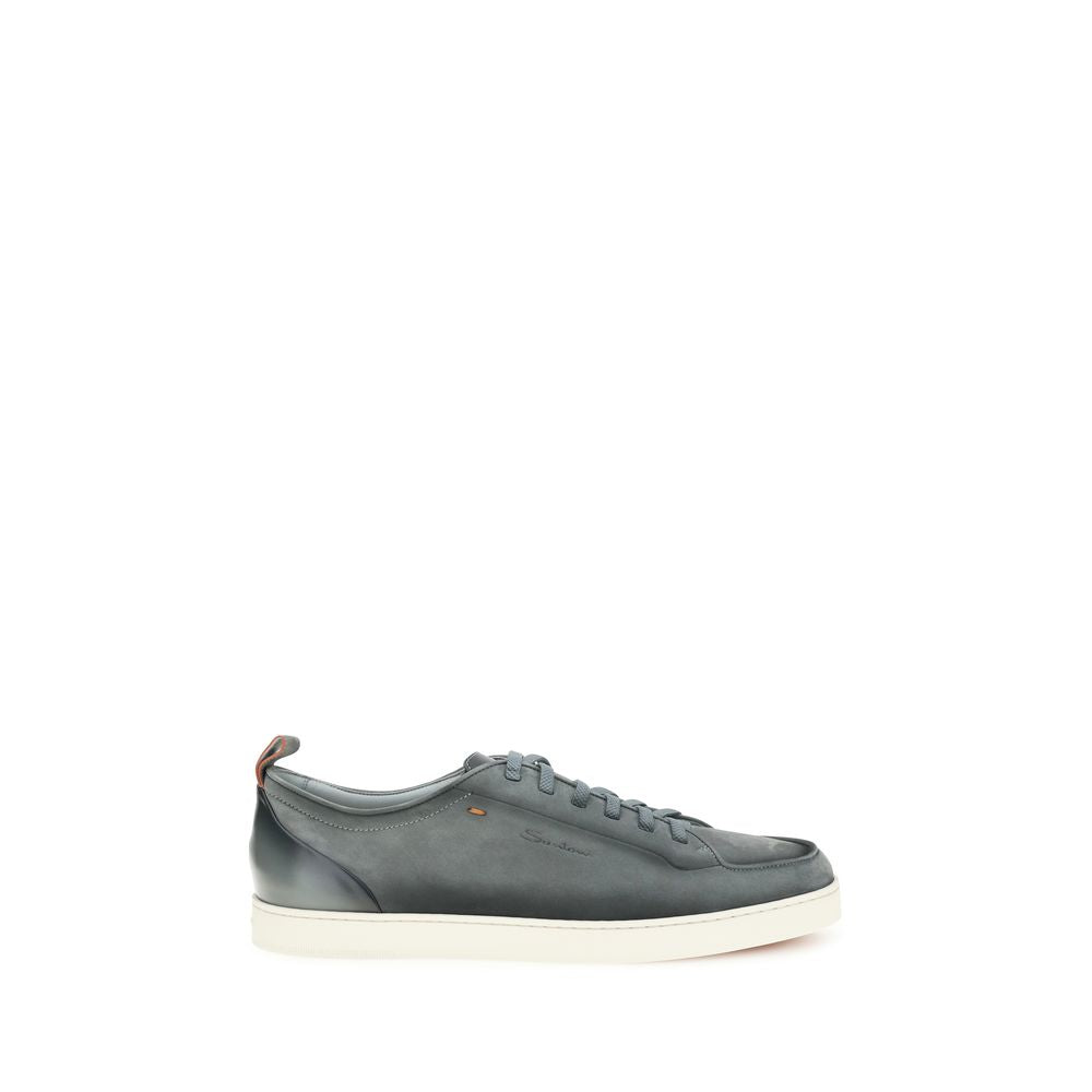 Santoni Graue Bos Taurus Kalbsleder Low-Top-Sneaker