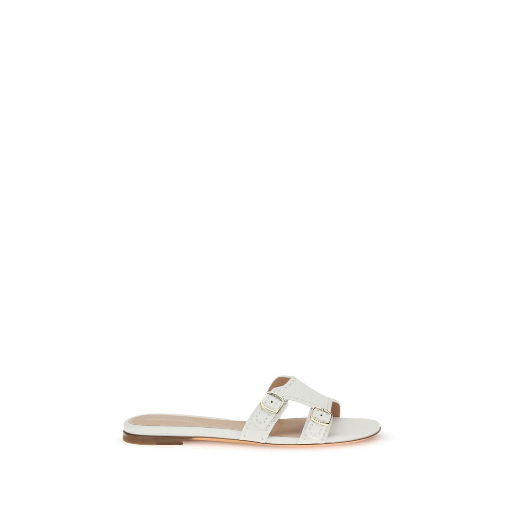 Santoni Weiße Bos Taurus Kalbsleder-Sandalen