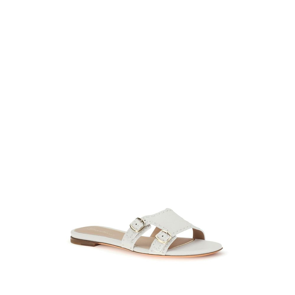 Santoni Weiße Bos Taurus Kalbsleder-Sandalen