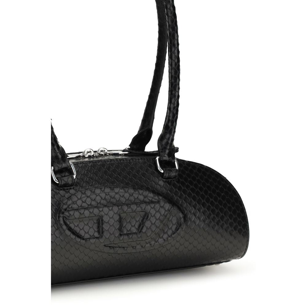 Diesel Schwarze Bos Taurus Kalbsleder Schultertasche