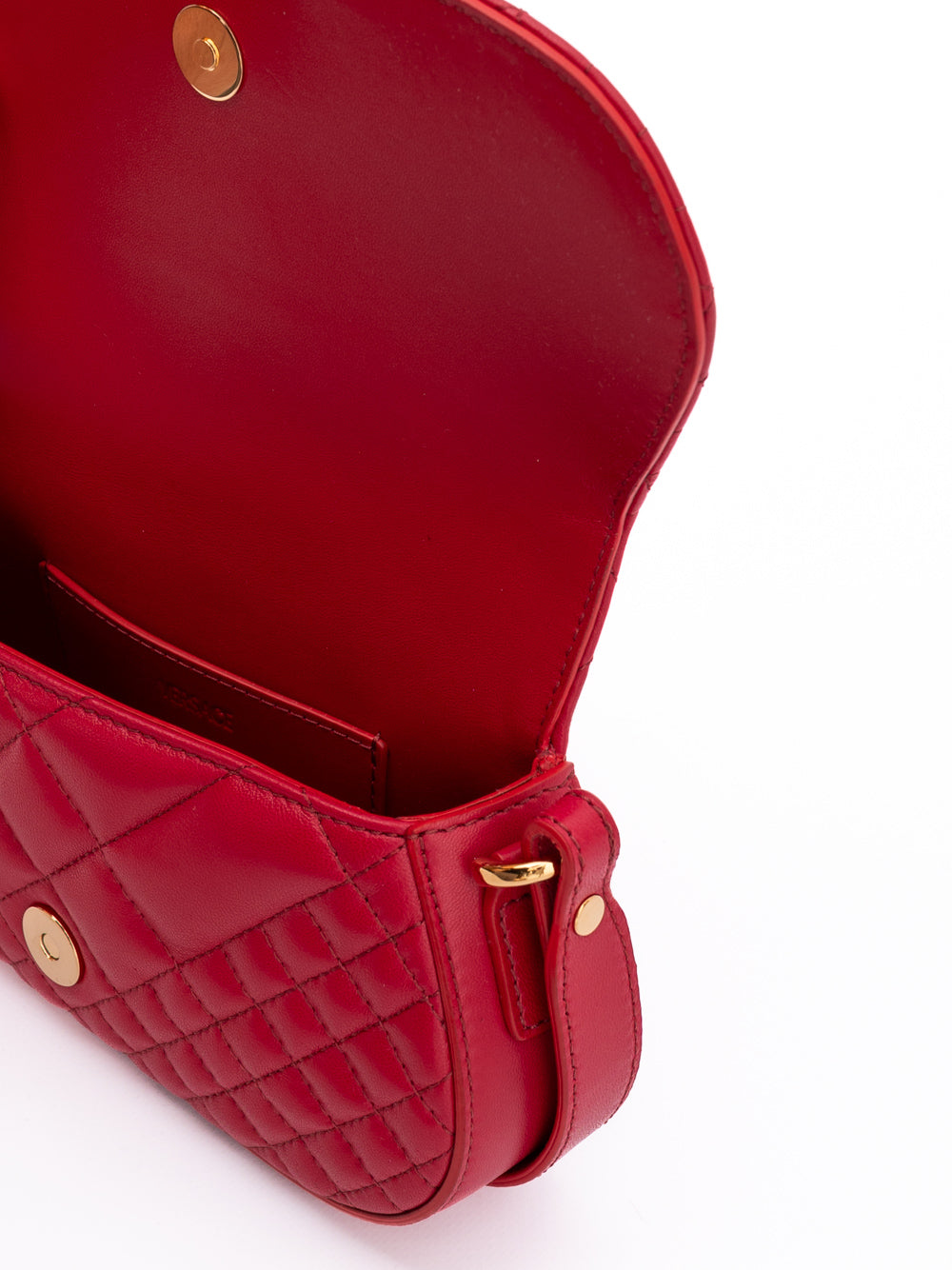 Versace Rote gesteppte Leder-Umhängetasche