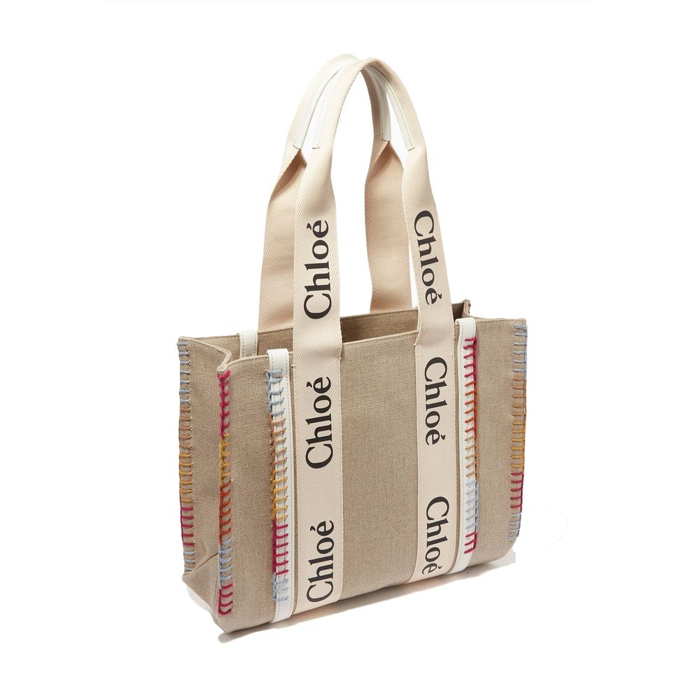 Chloé Beige Leinen-Tragetasche