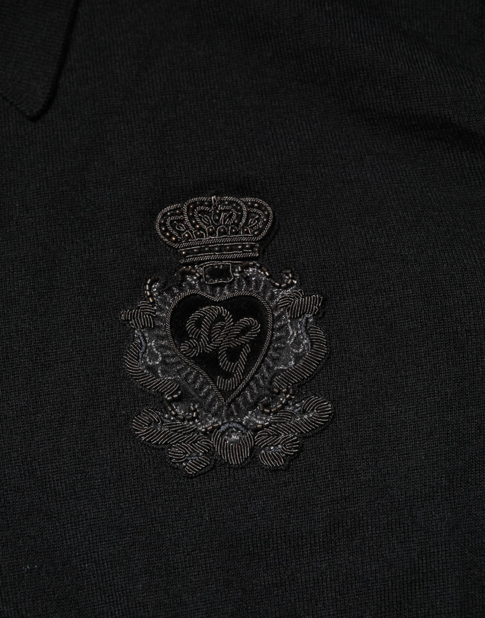 Dolce & Gabbana Schwarzer Pullover mit Crest-Detail und langen Ärmeln für Herren