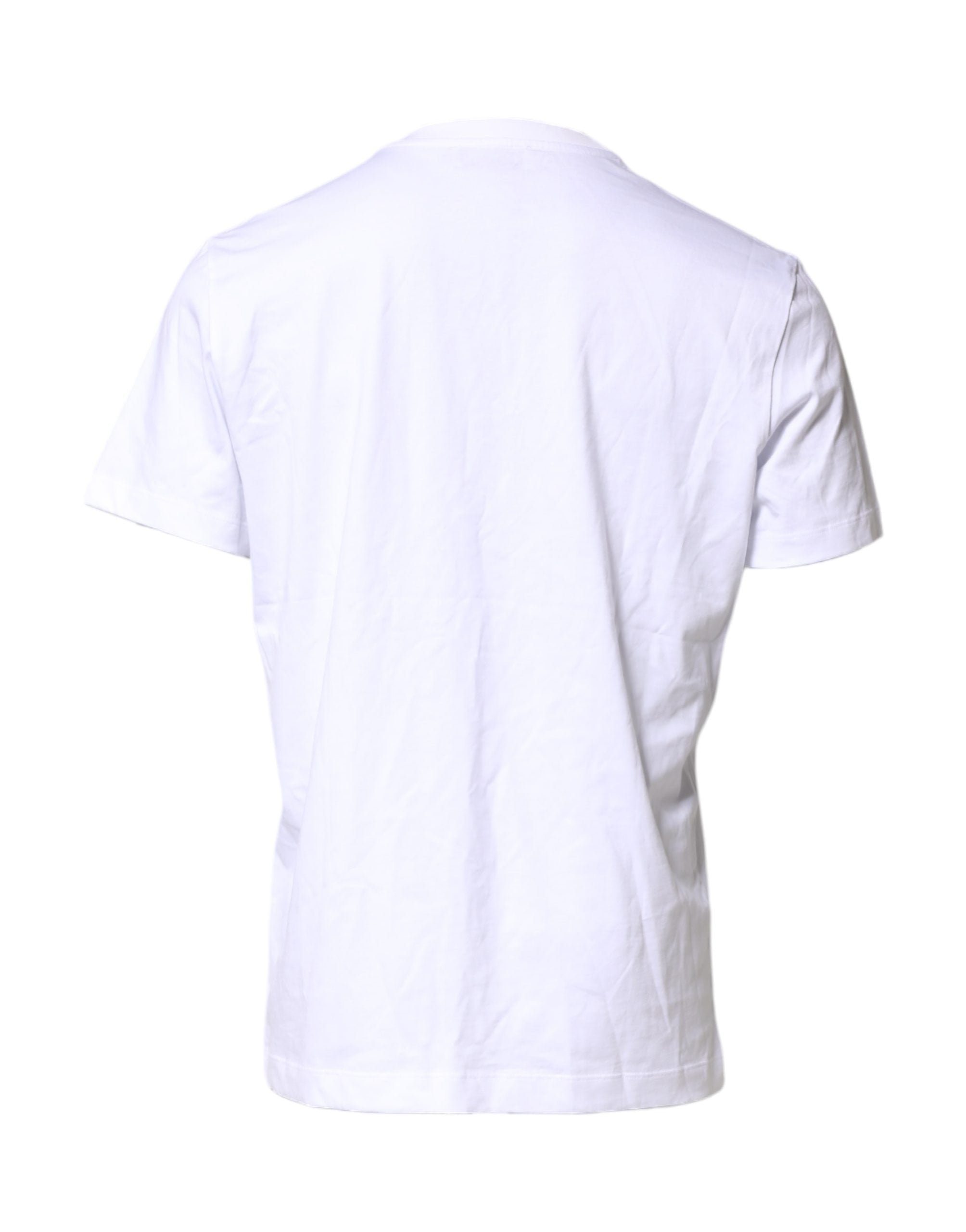 Dolce & Gabbana Weißes Baumwoll-T-Shirt für Herren mit DG-Logo-Stickerei