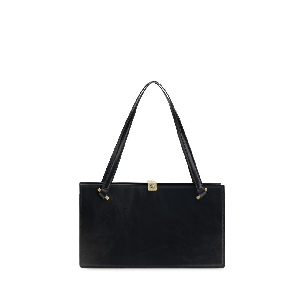 Versace Schwarze Bos Taurus Kalbsleder Schultertasche