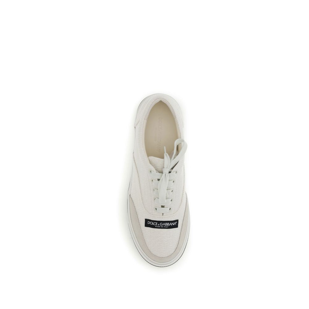 Dolce & Gabbana Weiße Sneaker aus Leinen, Low-Top