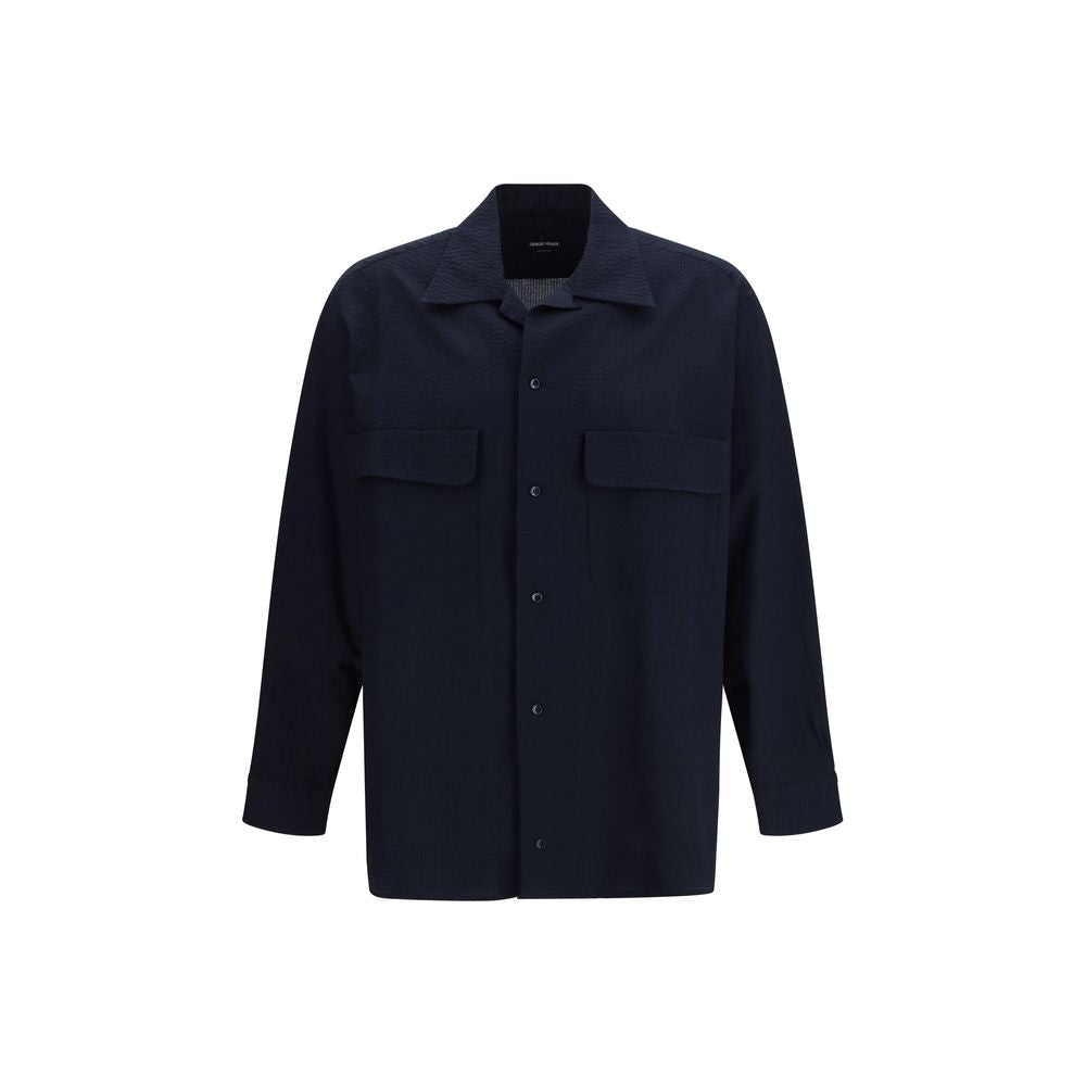 Giorgio Armani Blaues Baumwollhemd