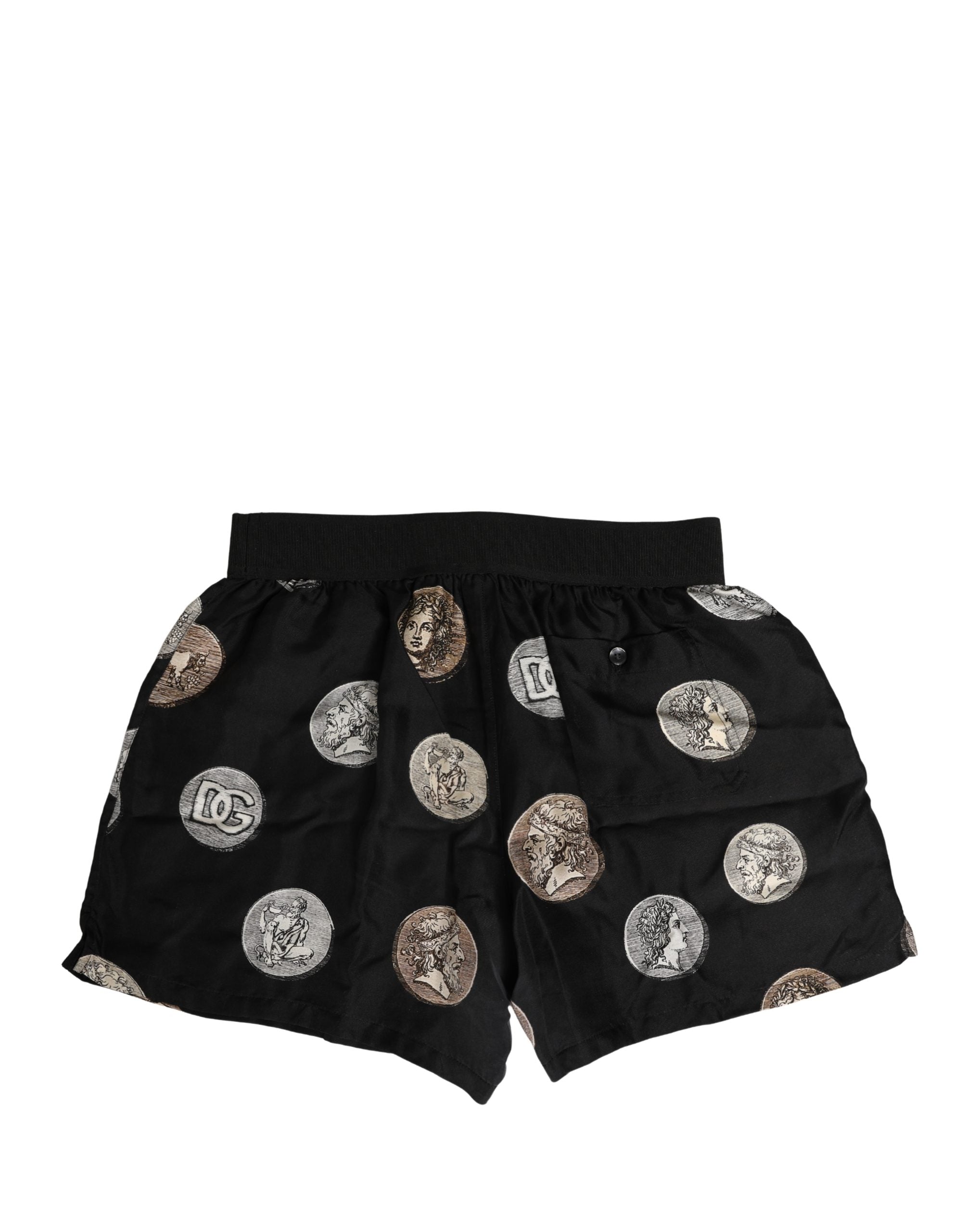 Dolce & Gabbana Schwarze Boxershorts mit Print antiker Münzen