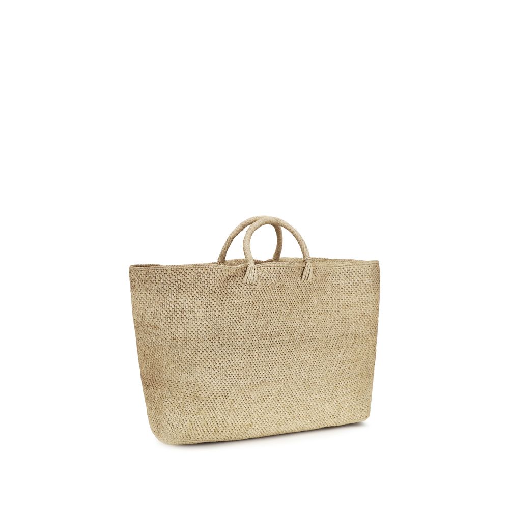 Manebi Beige Raffia Handtasche