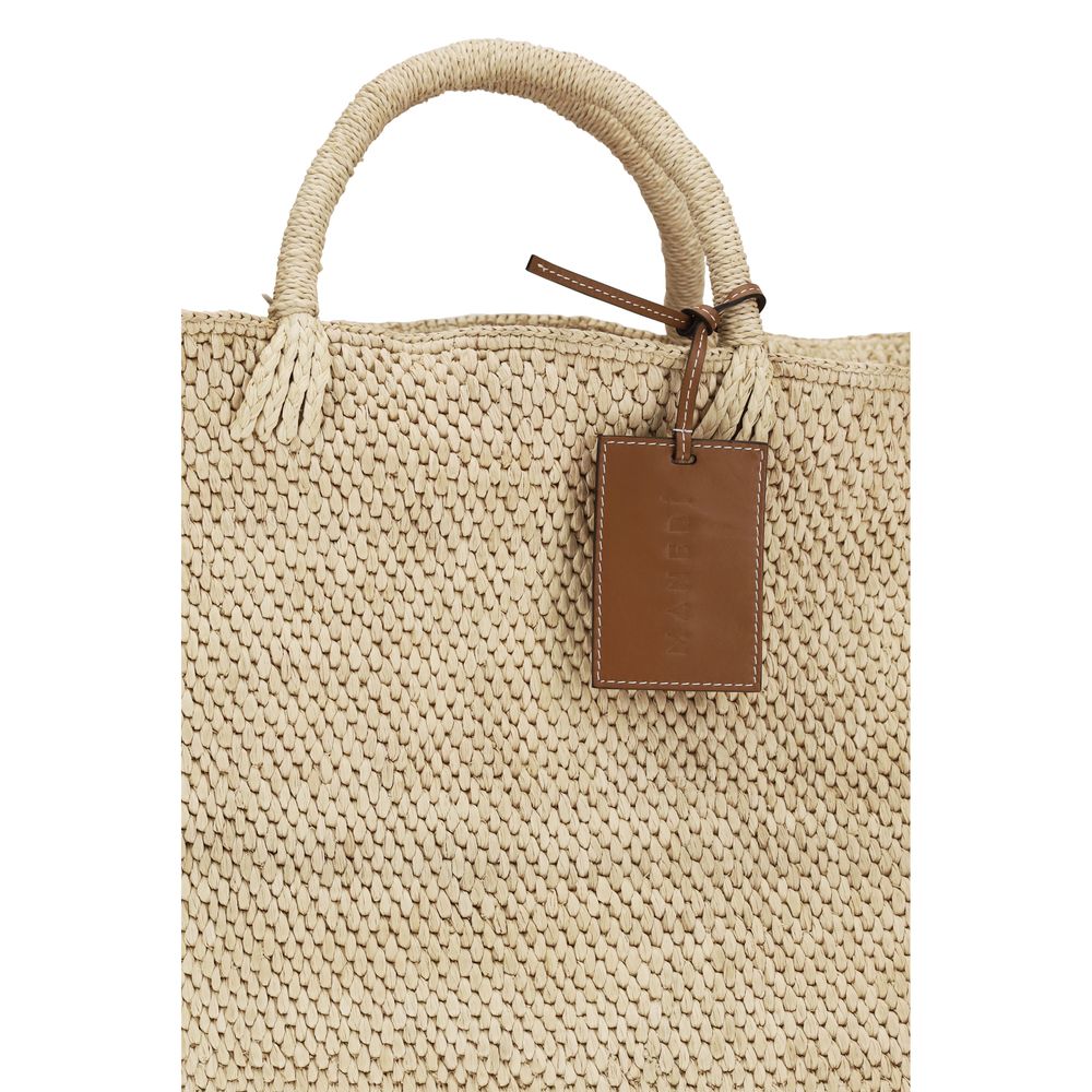 Manebi Beige Raffia Handtasche