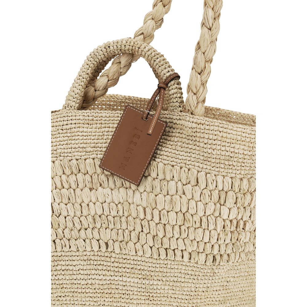 Manebi Beige Raffia Handtasche