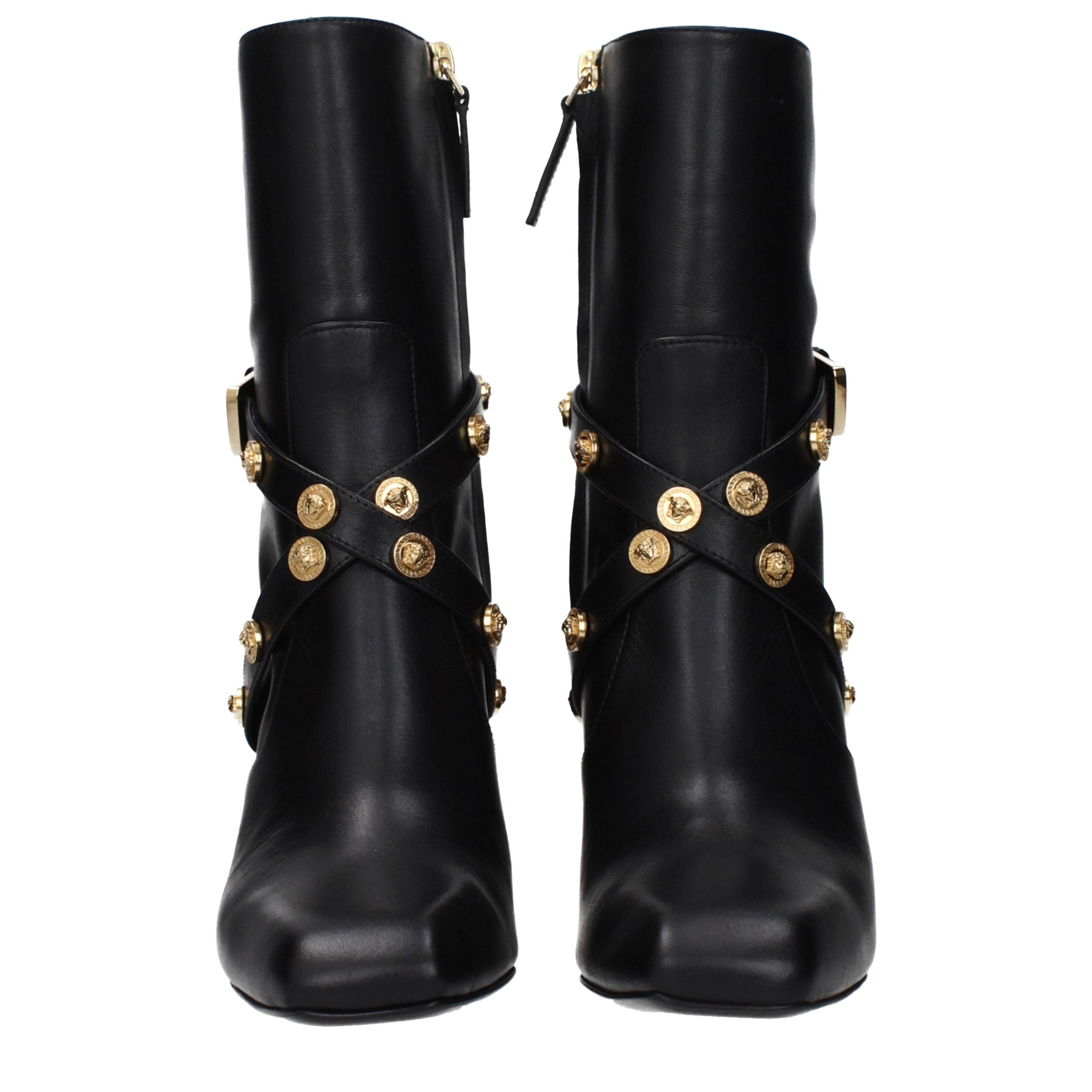 Versace Schwarze Leder-Stiefeletten