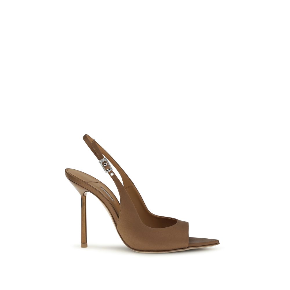 LE SILLA Braune Stilettosandalen aus Seide