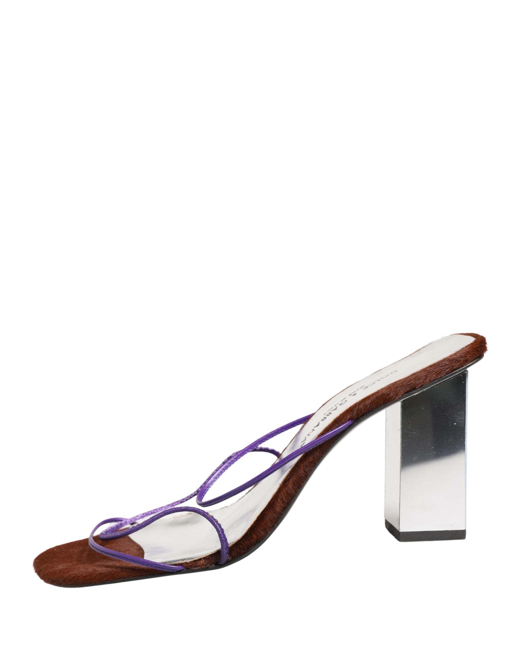 Dolce & Gabbana Silberne Blockabsatz-Sandalen zum Hineinschlüpfen