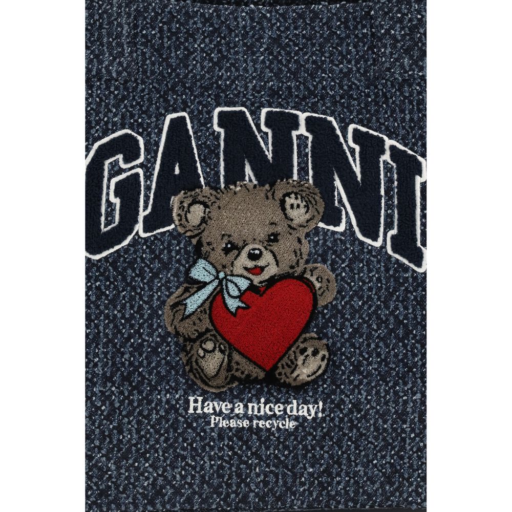 Ganni Blaue Baumwoll-Umhängetasche