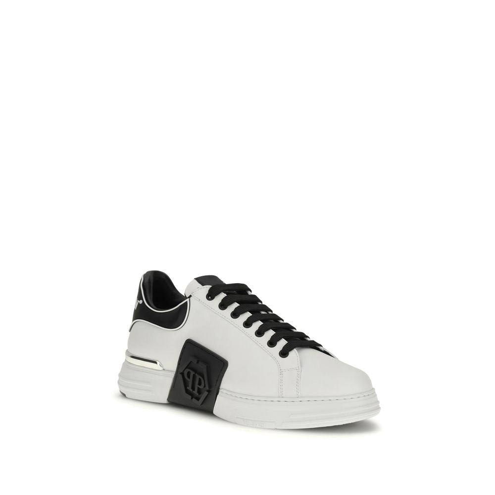 Philipp Plein Weiße Low-Top-Sneaker aus Kalbsleder Bos Taurus