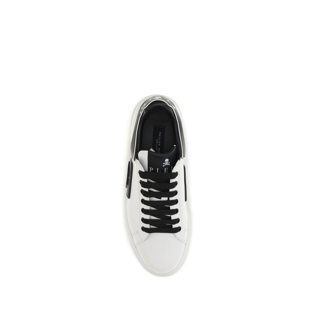 Philipp Plein Weiße Low-Top-Sneaker aus Kalbsleder Bos Taurus
