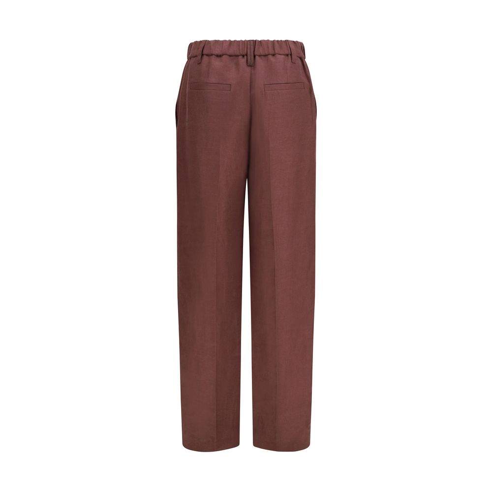 Brunello Cucinelli Braune Leinenhose im Casual-Look