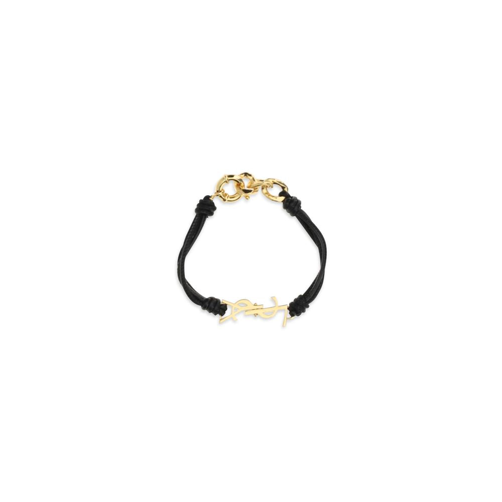 Saint Laurent Schwarzes Kalbsleder Bos Taurus Armband