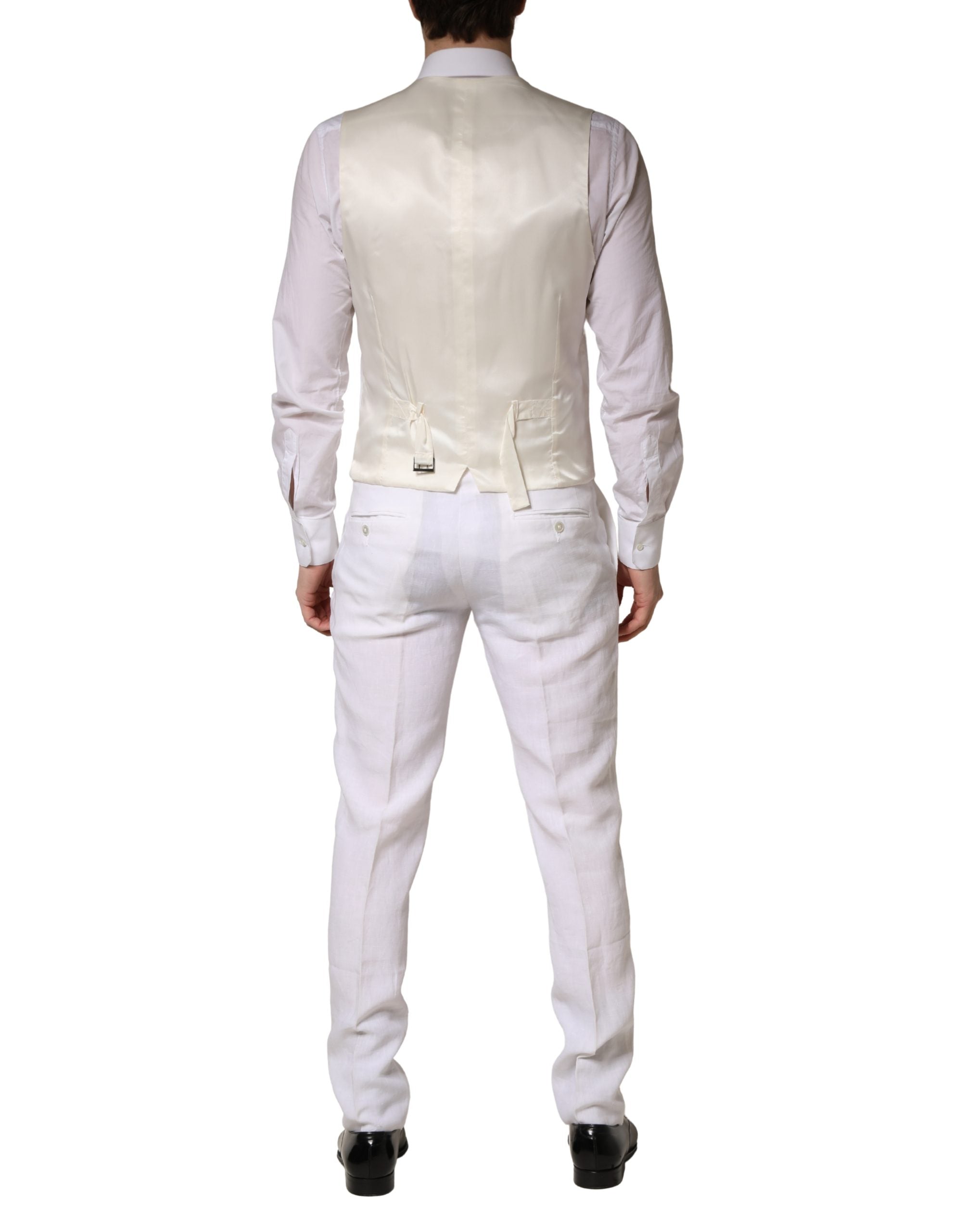 Dolce & Gabbana Weißer SARTORIA Leinen 2-Teiler Herren Anzug