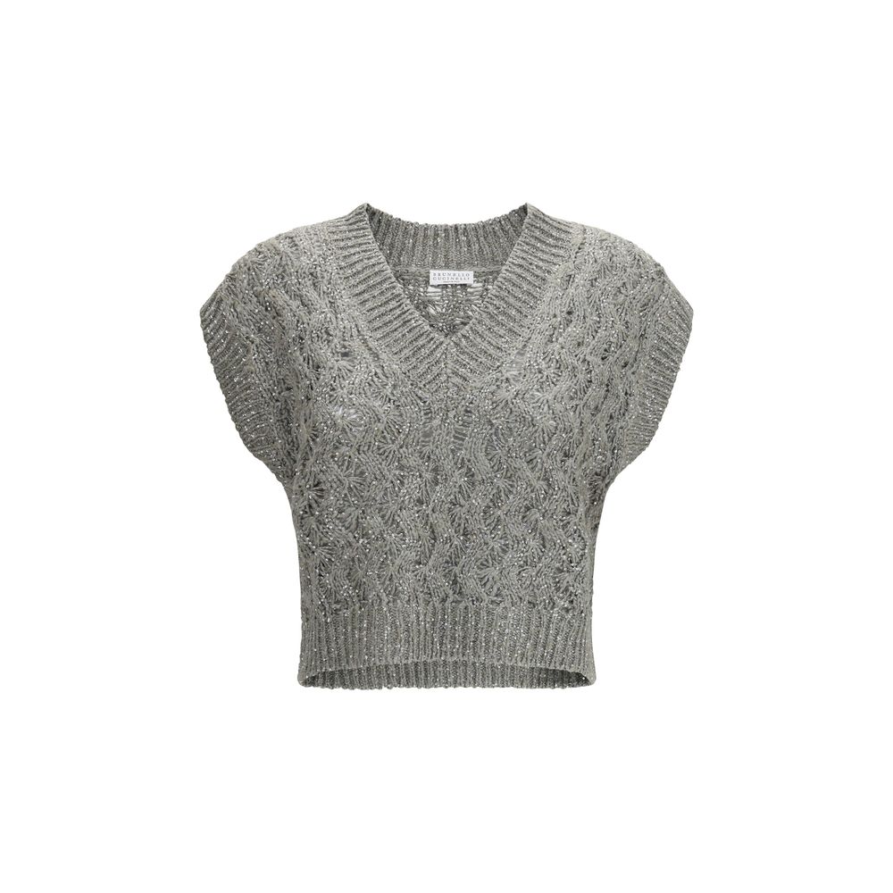 Brunello Cucinelli Zweifarbiger Seiden-Sweatshirt