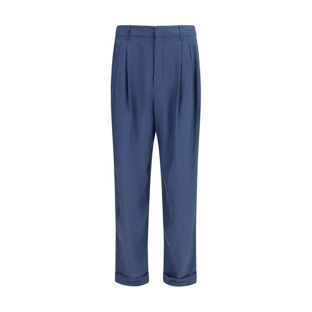 Saint Laurent Blaue Seiden-Anzughose
