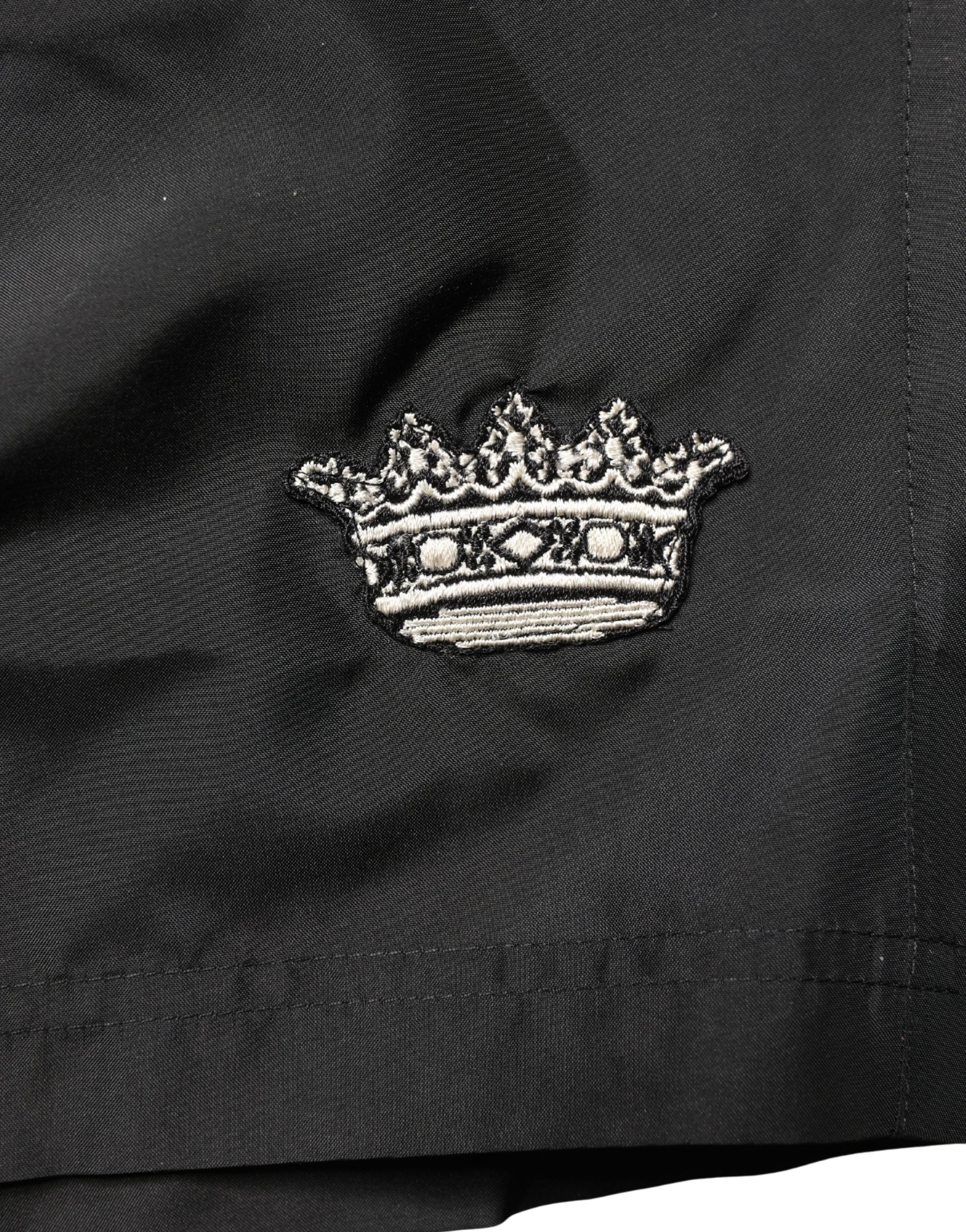 Dolce & Gabbana Schwarze Herren-Badeshorts aus Polyester mit Kordelzug