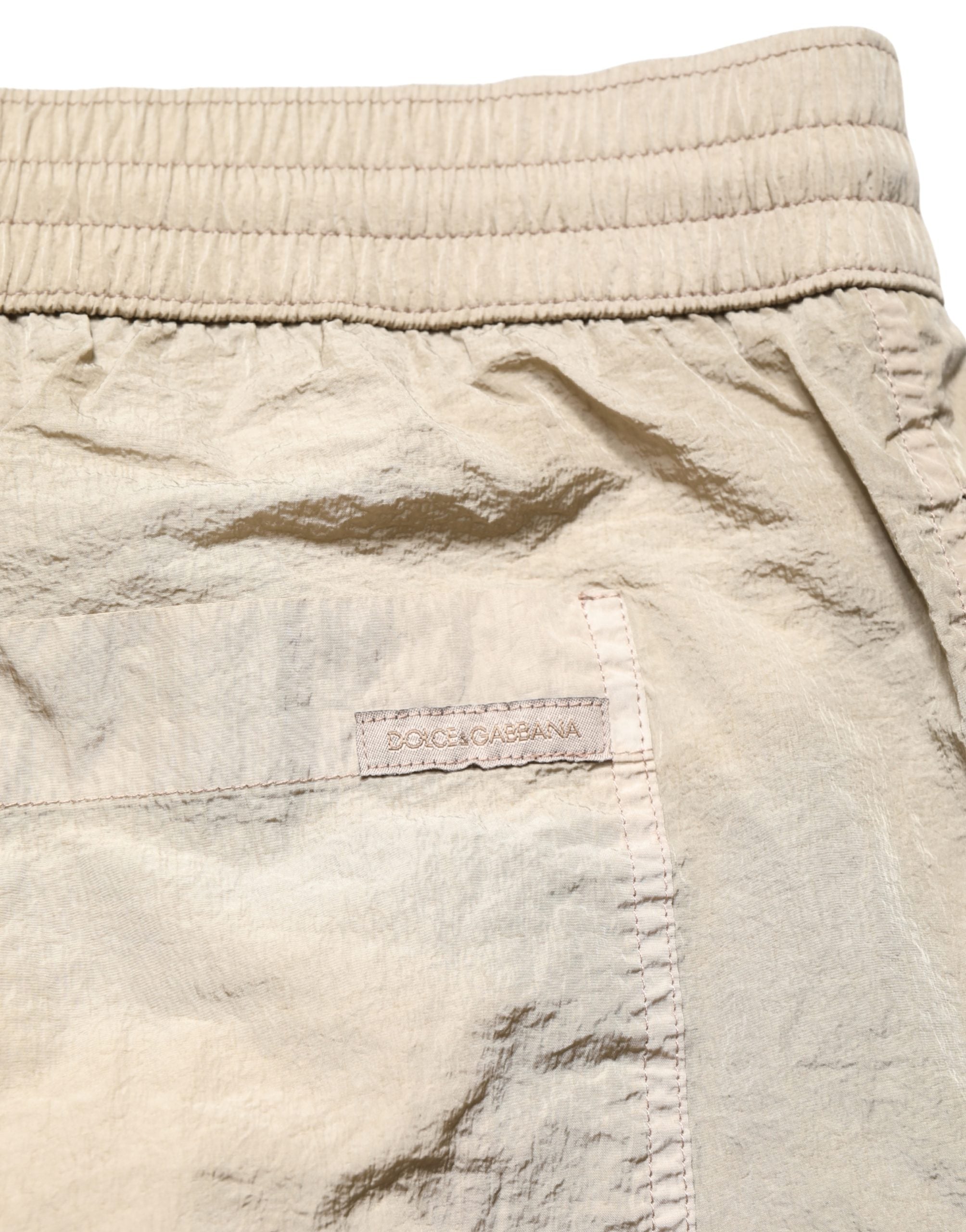 Dolce & Gabbana Braune Badeshorts aus Nylon mit Kordelzug