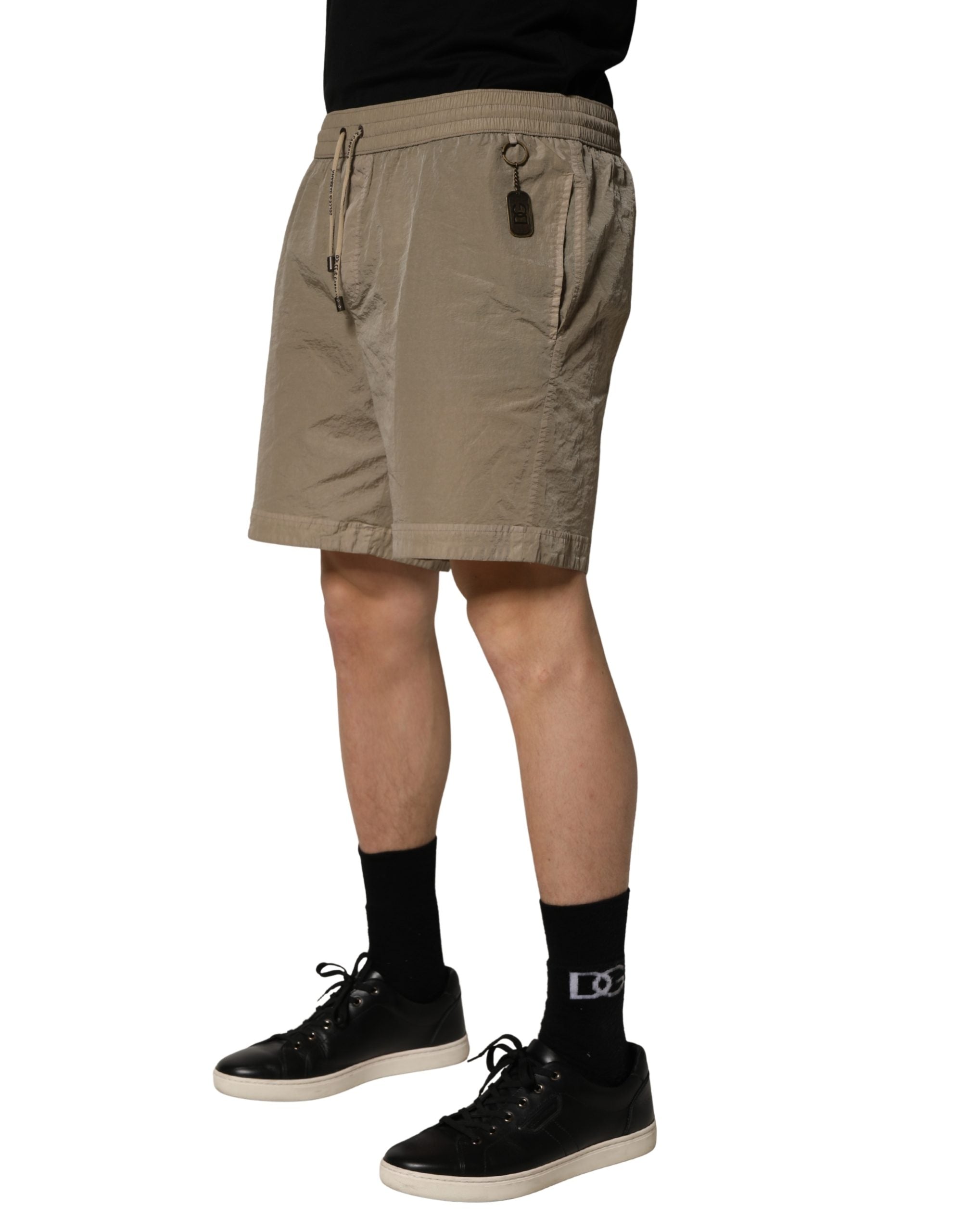 Dolce & Gabbana Braune Badeshorts aus Nylon mit Kordelzug