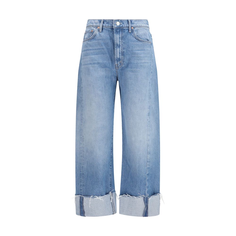 Mother Denim Blaue Cropped Jeans aus Baumwolle