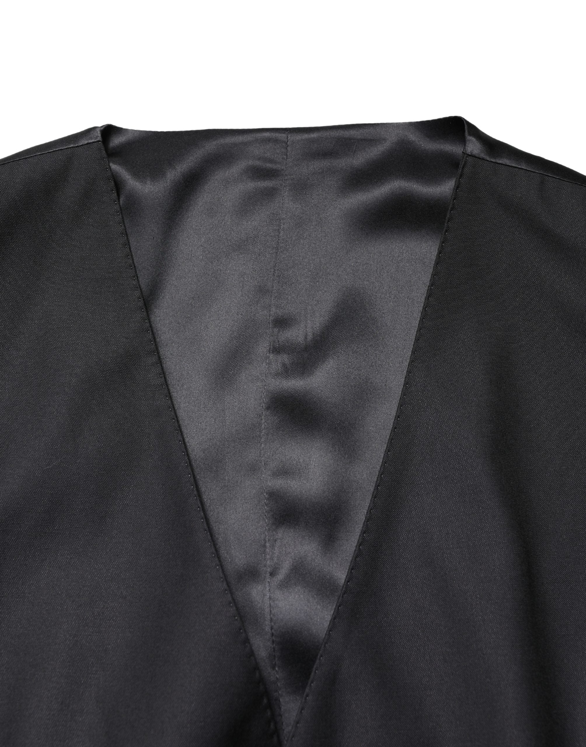 Dolce & Gabbana Schwarzer Woll-Weste für Herren mit Einreiher